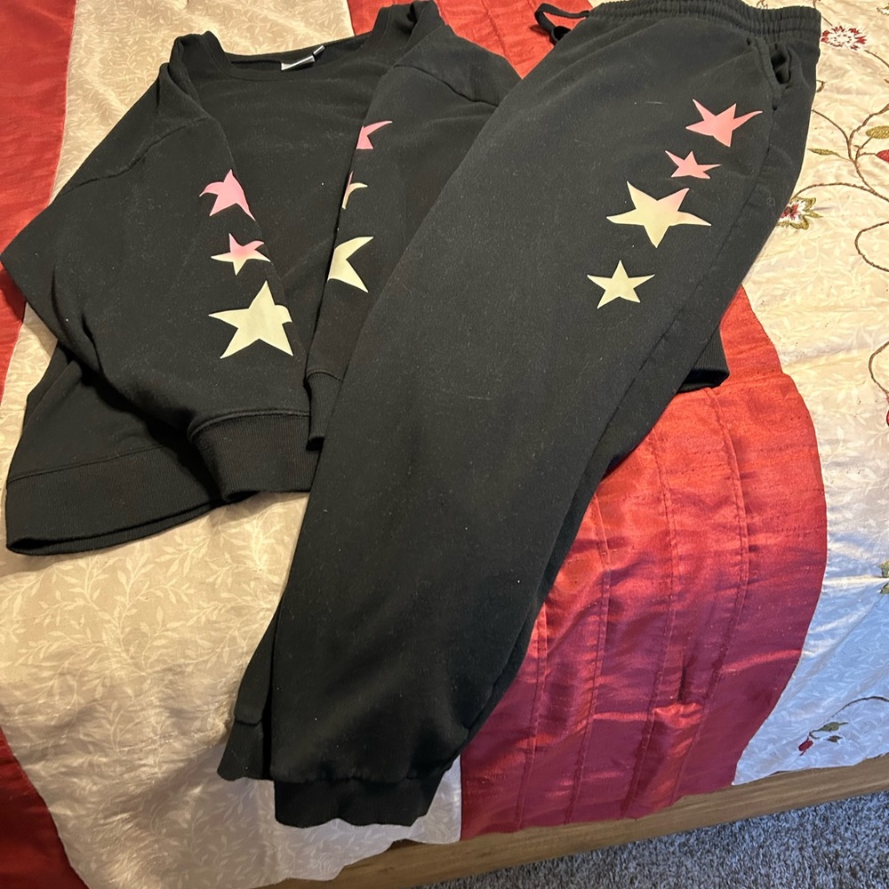5109 Torrid Super Soft Fleece Jogger Sweatsuit Black with Stars - Size 3 (3x)
